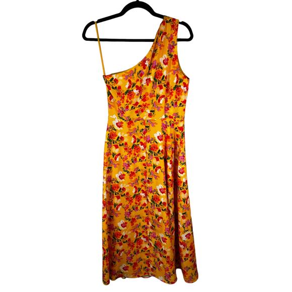Alexia Admor New Fay Floral One Shoulder Midi Fit and Flare Dress Yellow Size 2 - Picture 5 of 15